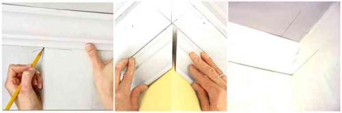 Как свести потолочный плинтус. Как стыковать потолочный плинтус без перекосов